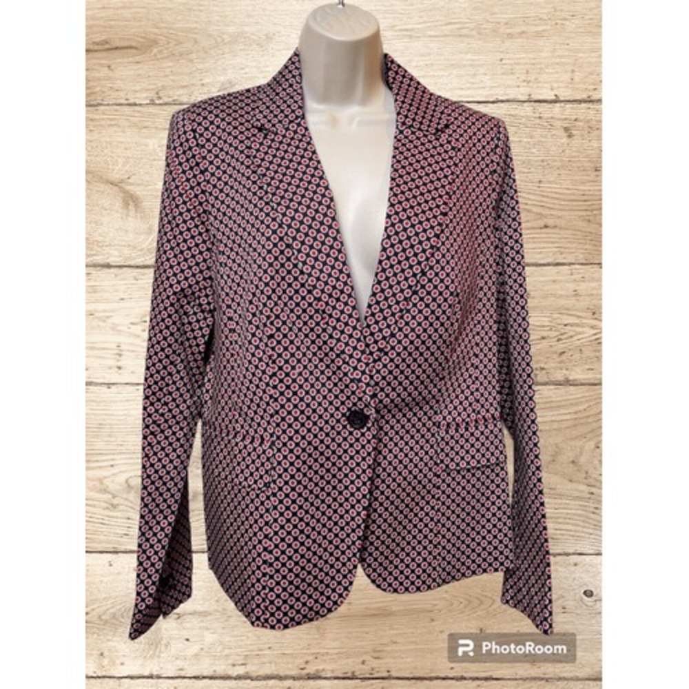 Michael Kors Blazer Size 14 Red White Blue Dots Spring Tailored Business Office